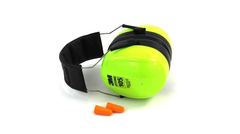 earmuffs and foam earplugs