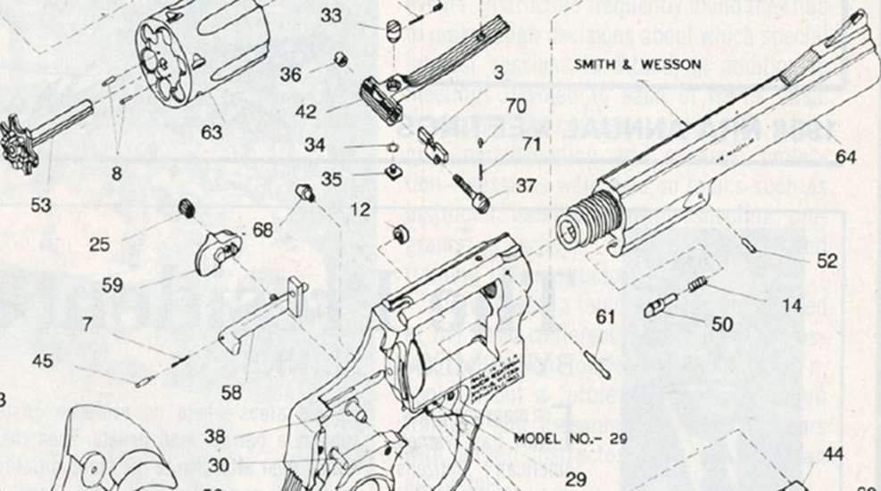 exploded view of smith & wesson revolver