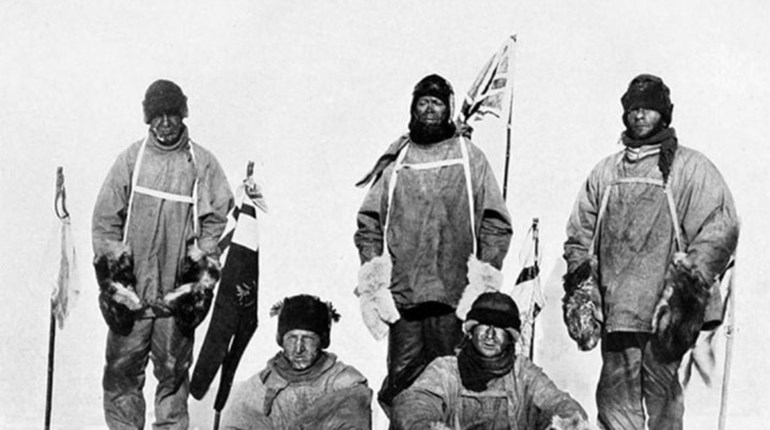 arctic explorers with badly frostbitten faces