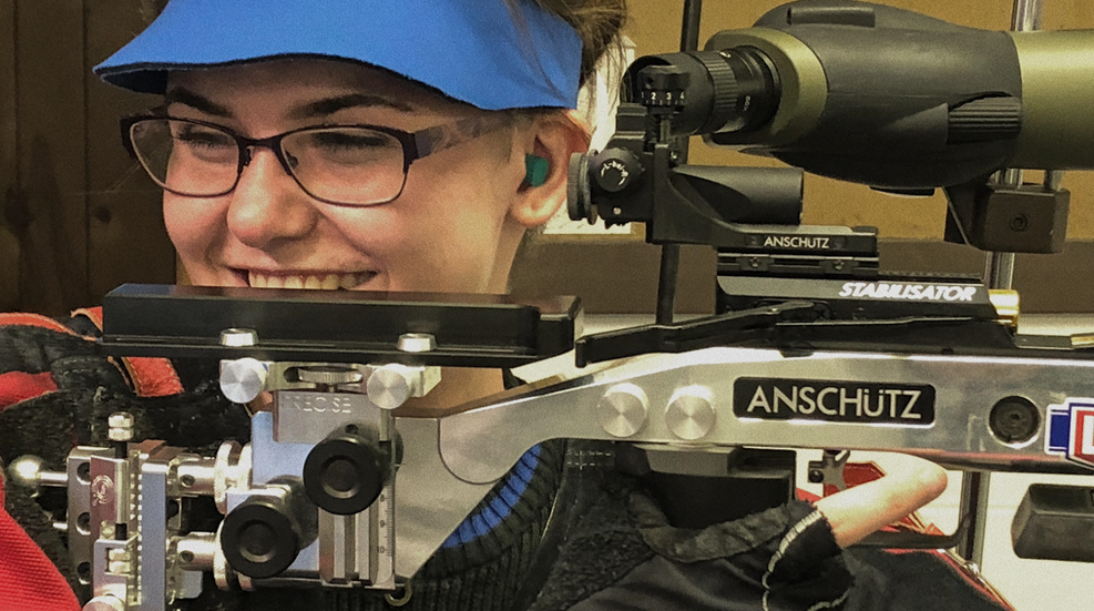 Alanna Neidigh with Anschutz air rifle