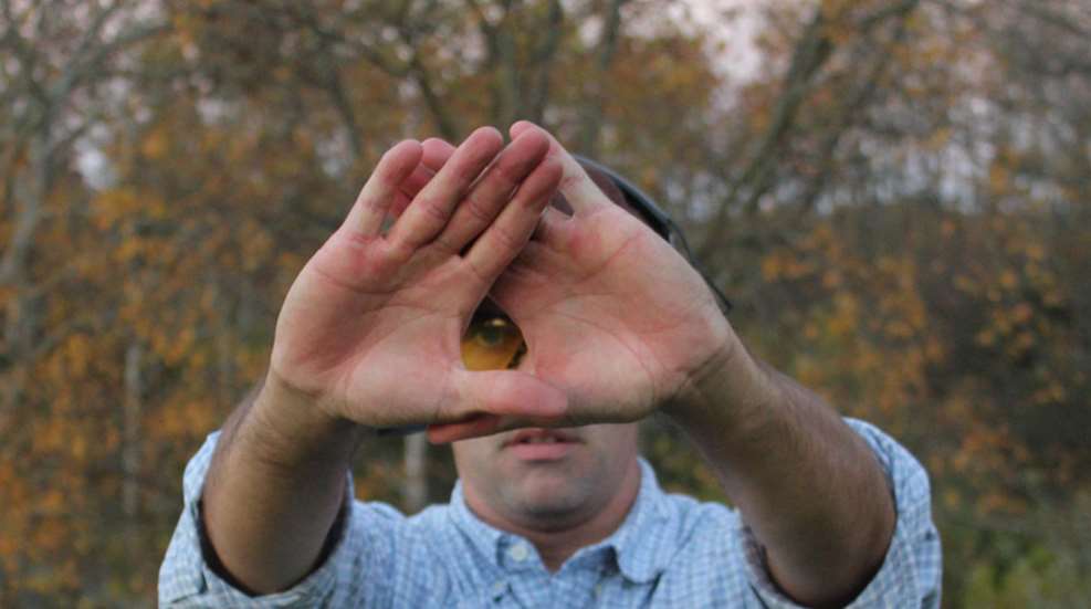 author demonstrates eye dominance test