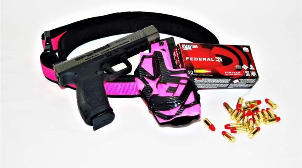 race gun depicted with ammunition and holster