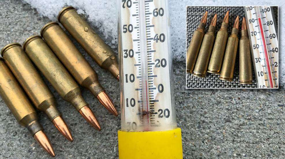 cartridges arrayed near thermometer